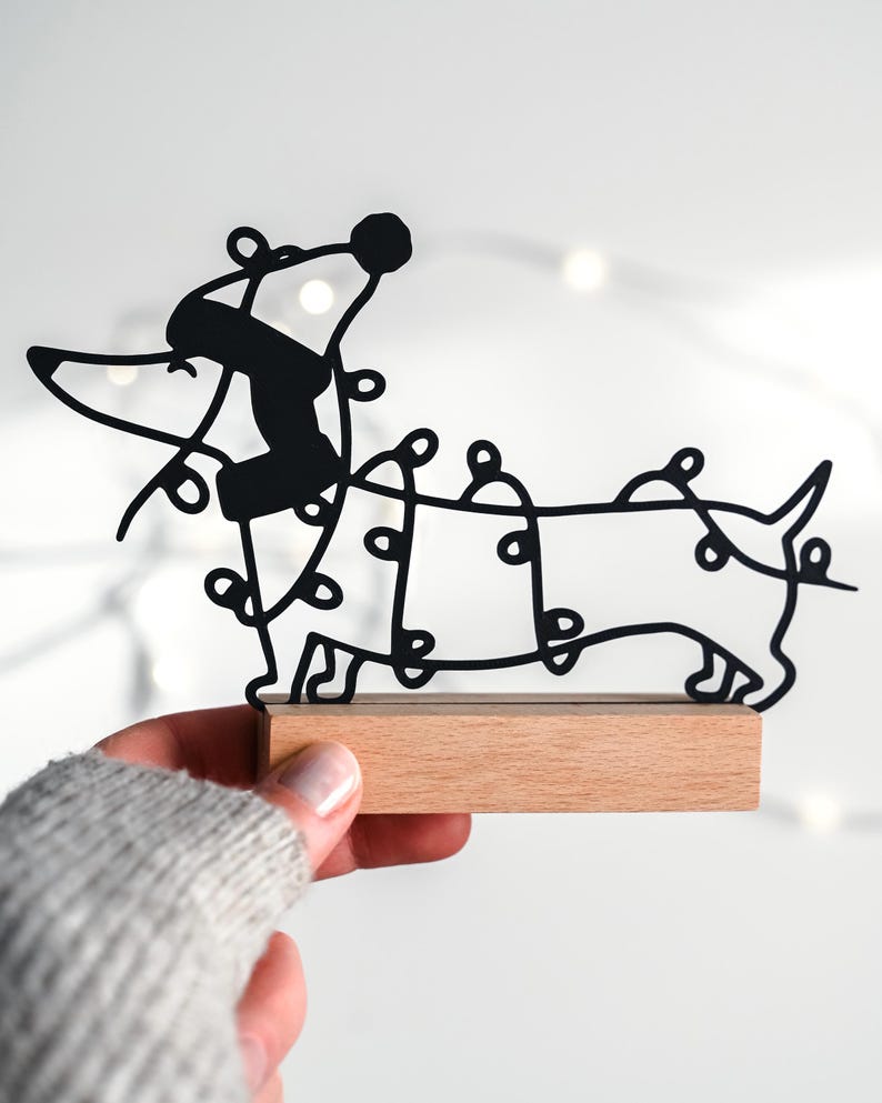 Dackel Aufsteller mit Lichterkette als Aufsteller aus dem 3D-Druck