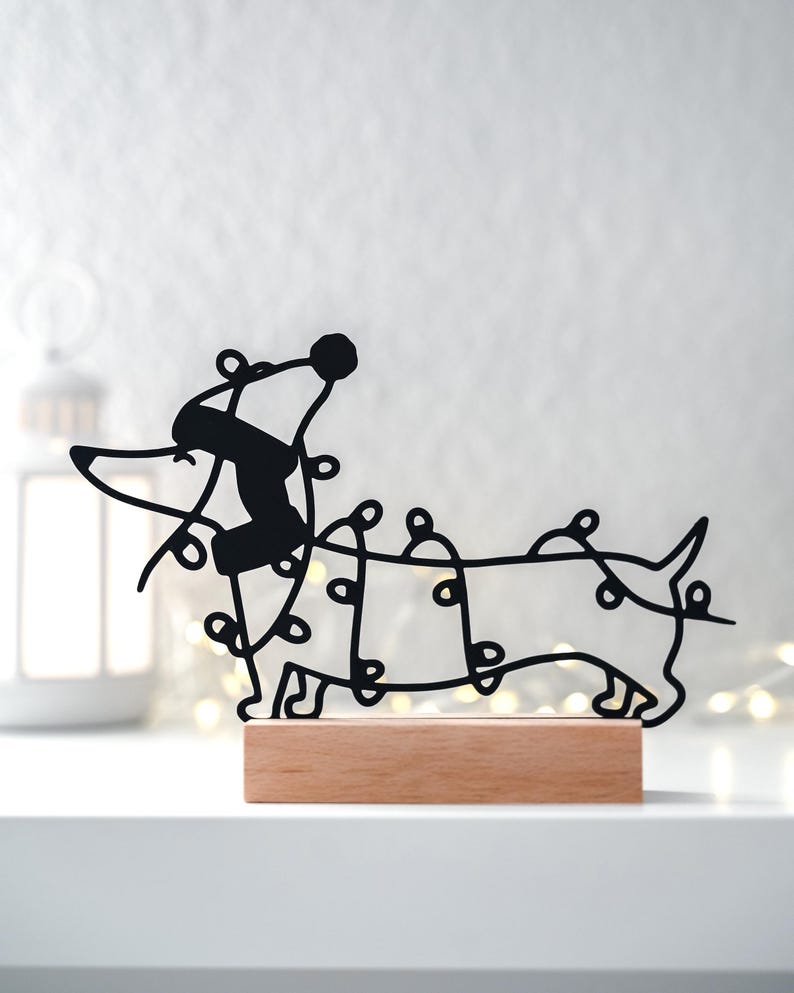 Dackel Aufsteller mit Lichterkette als Aufsteller aus dem 3D-Druck - Produktfoto 2