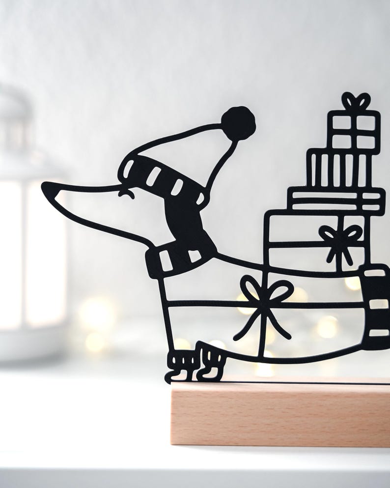 Dackel Aufsteller mit Geschenken als Aufsteller aus dem 3D-Druck - Produktfoto 5