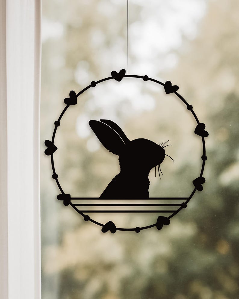 Fensterkranz Osterhase mit Herzen als Fensterkranz aus dem 3D-Druck