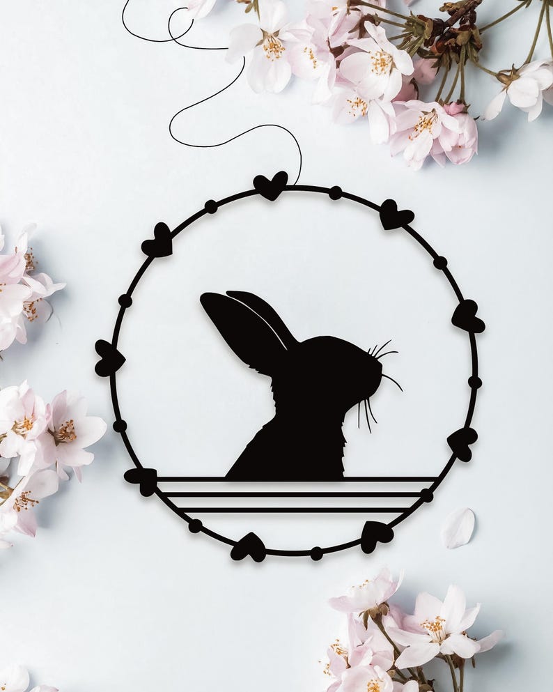 Fensterkranz Osterhase mit Herzen als Fensterkranz aus dem 3D-Druck - Produktfoto 2