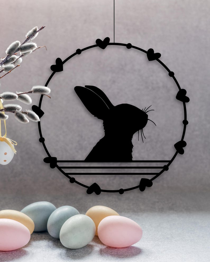 Fensterkranz Osterhase mit Herzen als Fensterkranz aus dem 3D-Druck - Produktfoto 3