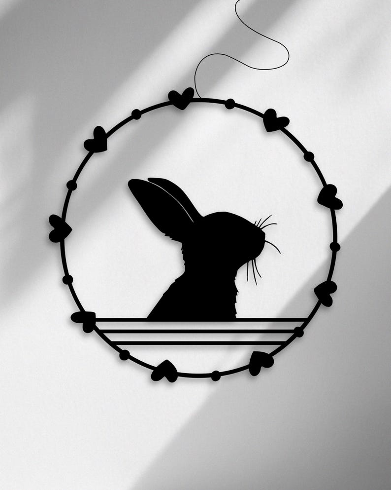 Fensterkranz Osterhase mit Herzen als Fensterkranz aus dem 3D-Druck - Produktfoto 4