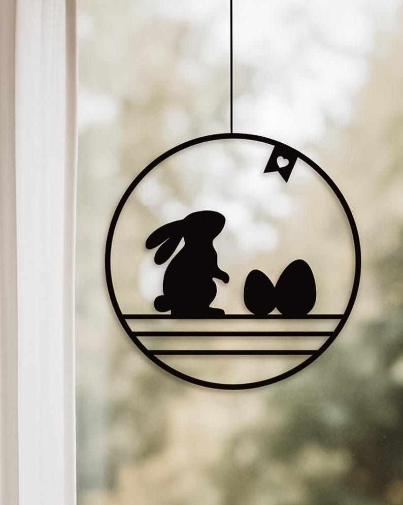 Fensterkranz Osterhase mit Eiern als Osteranhänger aus dem 3D-Druck